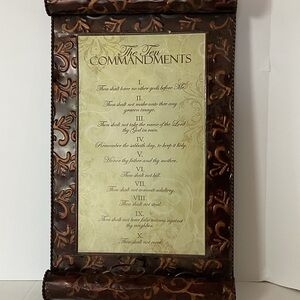 Inspirational Brown Ten Commandments Scroll Wall Art